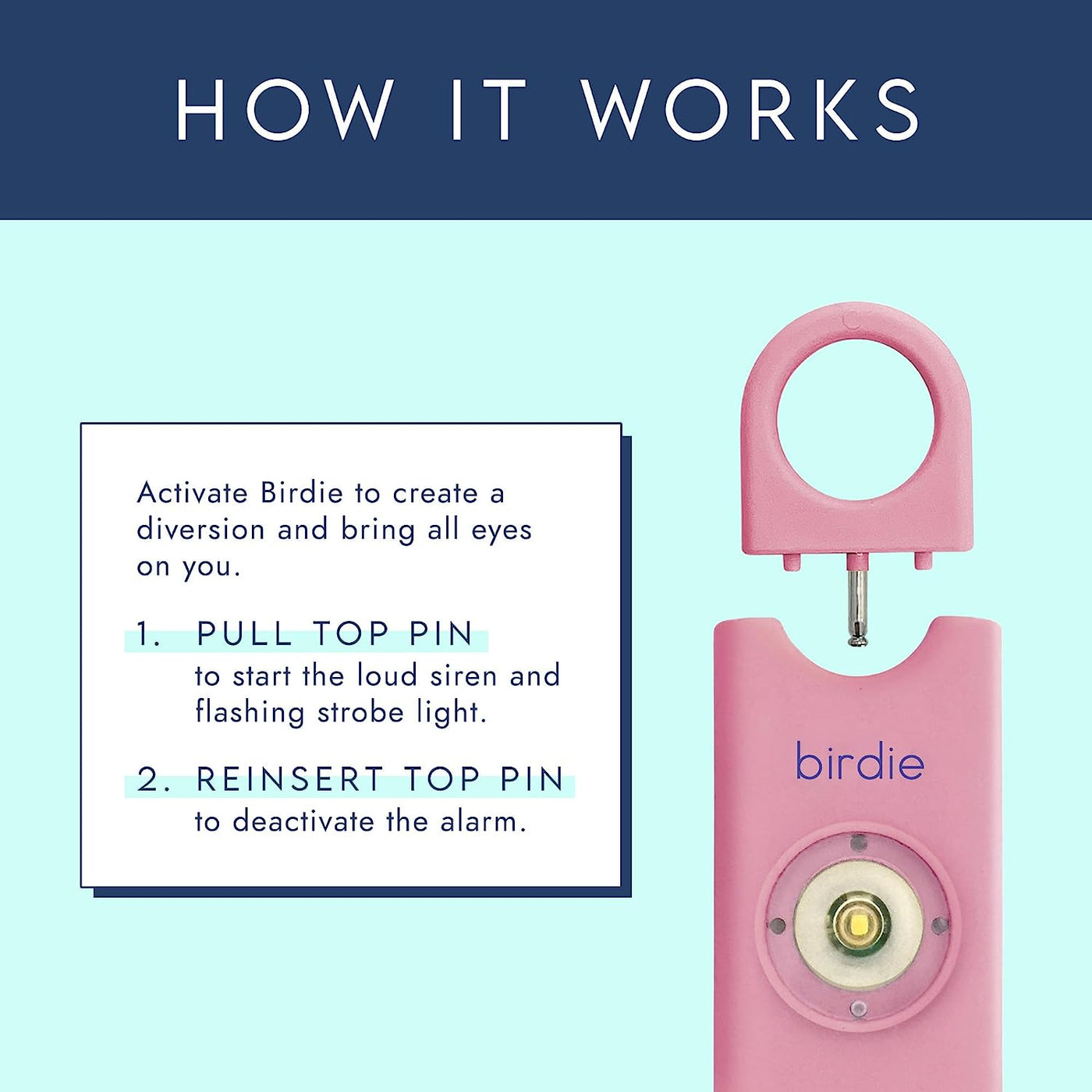 She’S Birdie–The Original Personal Safety Alarm for Women by Women–130Db Siren, Strobe Light and Key Chain in 5 Pop Colors