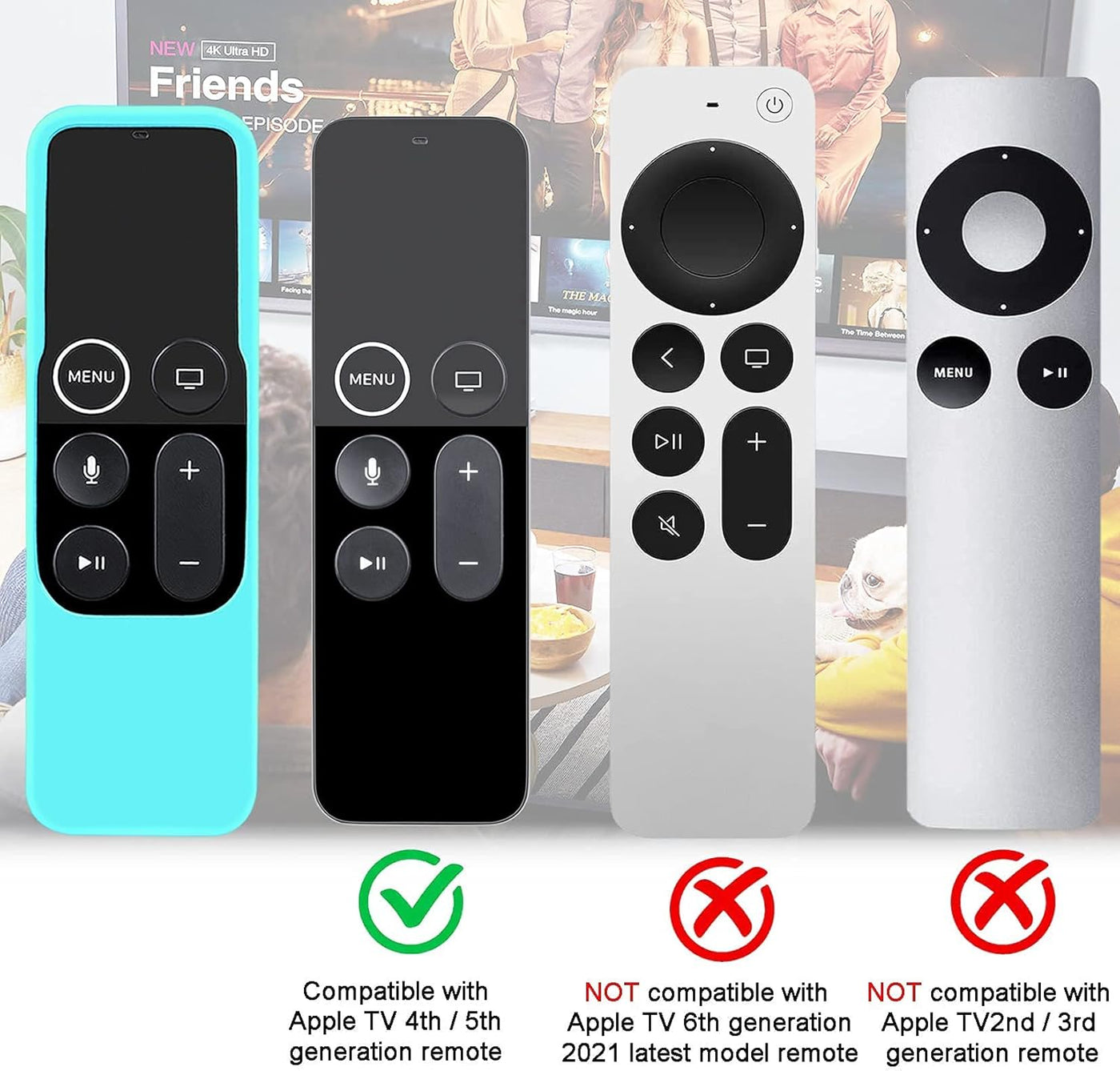 Case Compatible with Apple TV 4K/ 4Th Gen Remote Light Weight Anti-Slip Shock Proof Silicone Cover for Controller for Apple TV Siri Remote Glow in the Dark