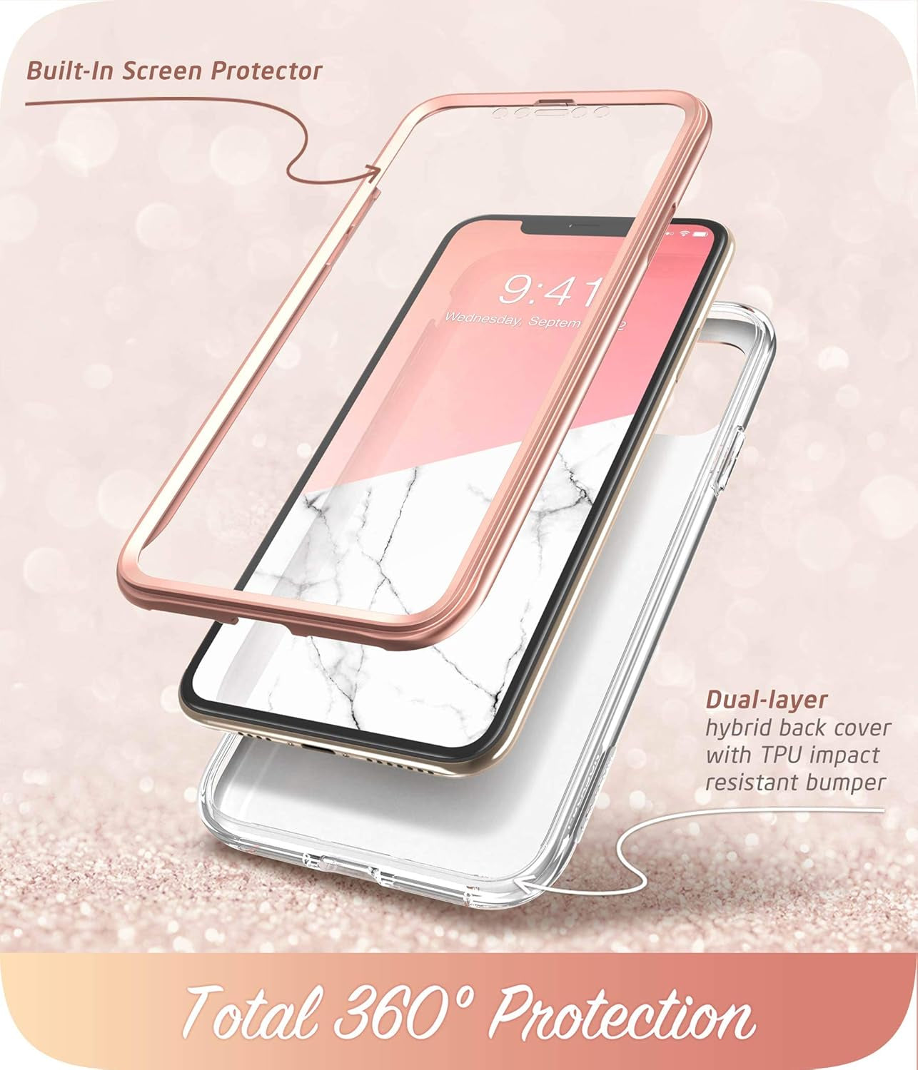 Cosmo Series Case for Iphone 11 Pro Max 2019 Release, Slim Full-Body Stylish Protective Case with Built-In Screen Protector (Marble)